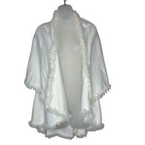 Heidi Kagan NWT Shawl in Cream with Fur Trim our 4 styles Size One Size Boho